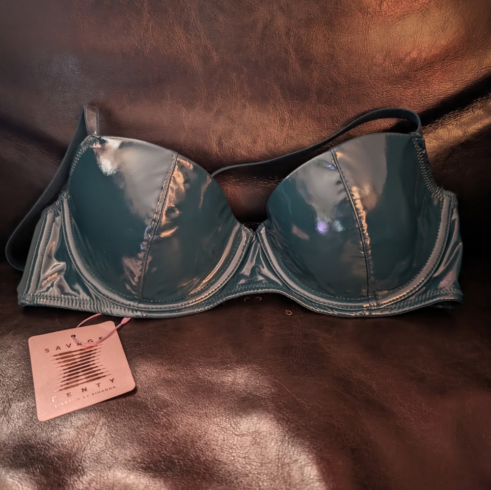 Savage X Fenty Faux Leather Bra NWT